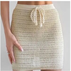 Free People BEACH 100% Cotton Brandi Mini Crochet Knit Skirt Bathing Suit Cover